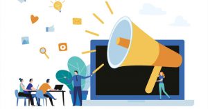 pr public relation online training courses.
business vector illustration banner concept.
distance learning education.
internet studying tutorials. skills develop
flat cartoon character design for web