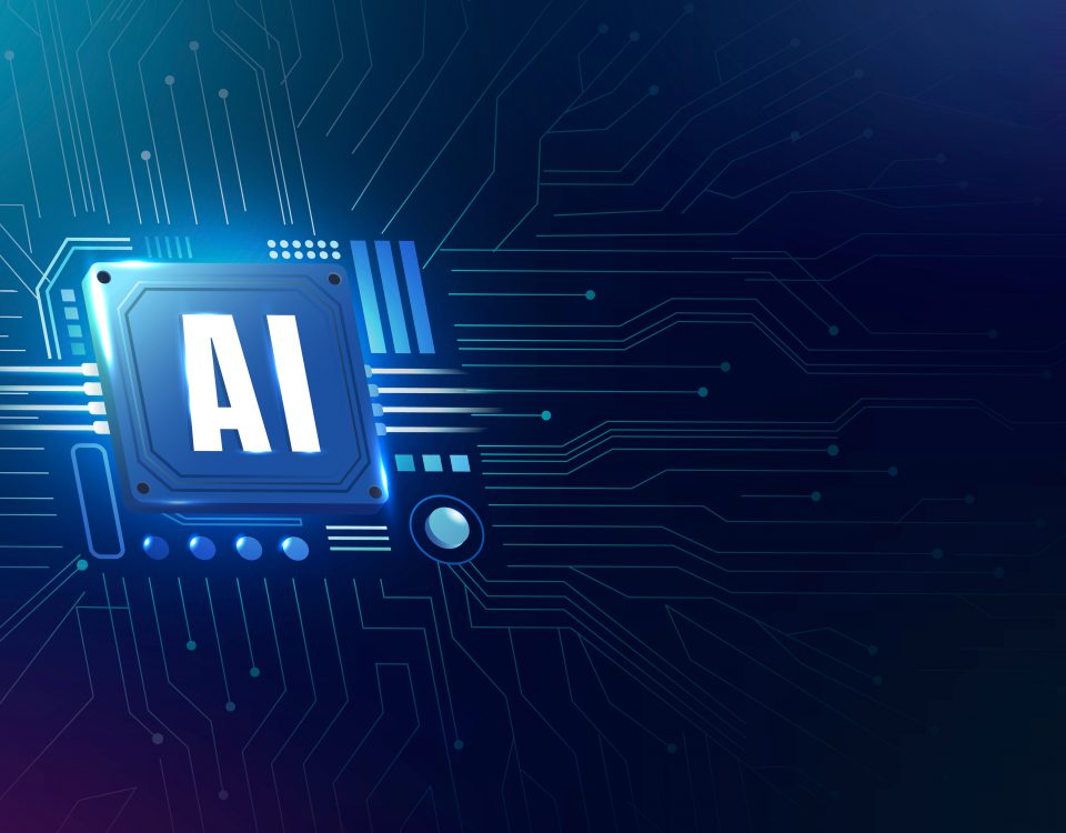 AI technology microchip background digital transformation concept