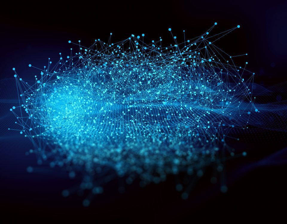 3D render of a low poly abstract background with shallow depth of field